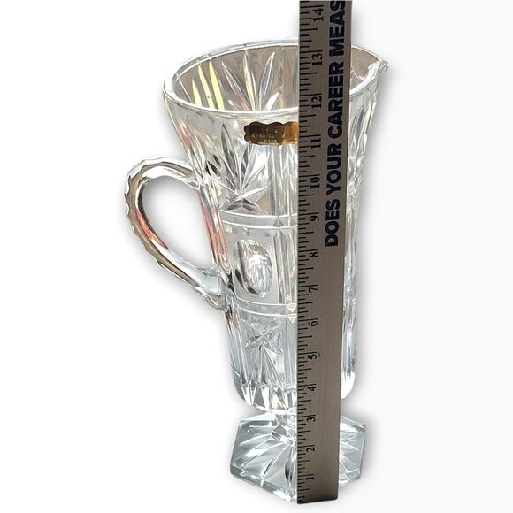 Genuine Over 24 Pbo Hand Cut Lead Crystal Made in Italy Large Pitcher 12 Inches - Picture 6 of 13